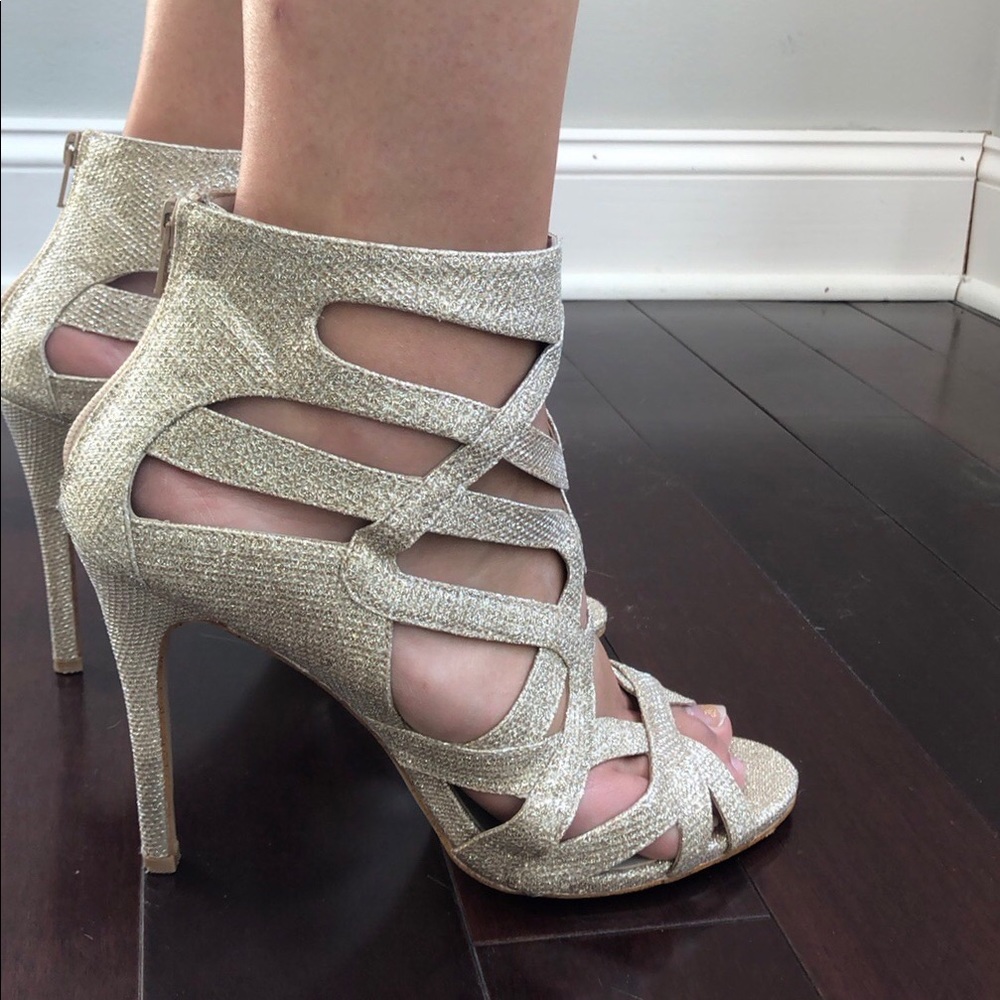 ALDO Sparkly Light Gold High Heels - Picture 4 of 8